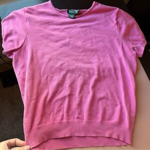 Ralph Lauren Vintage Pink Short Sleeve Knit Top Women’s Size M Preppy Tee